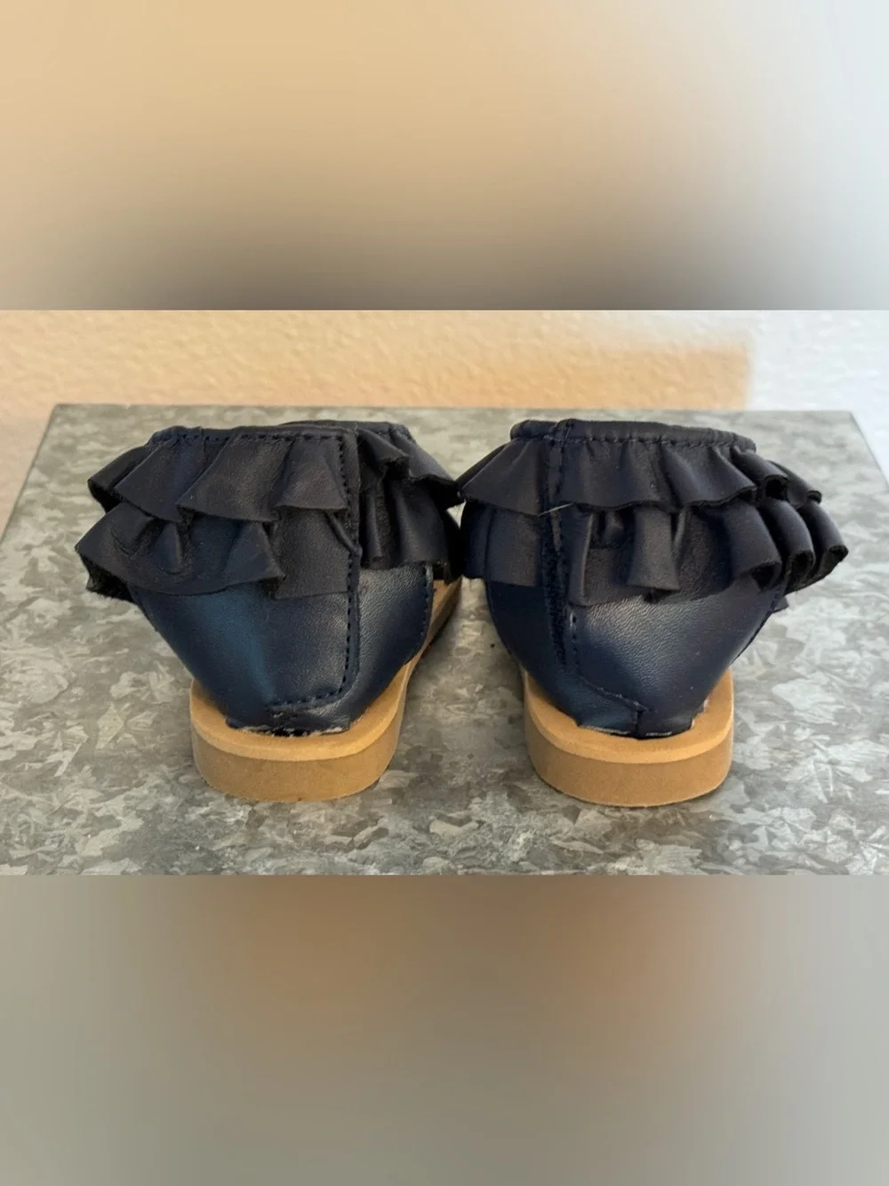 Girls Wendy Bellissimo Navy & Silver Isabella Sandals, Infant Size 4